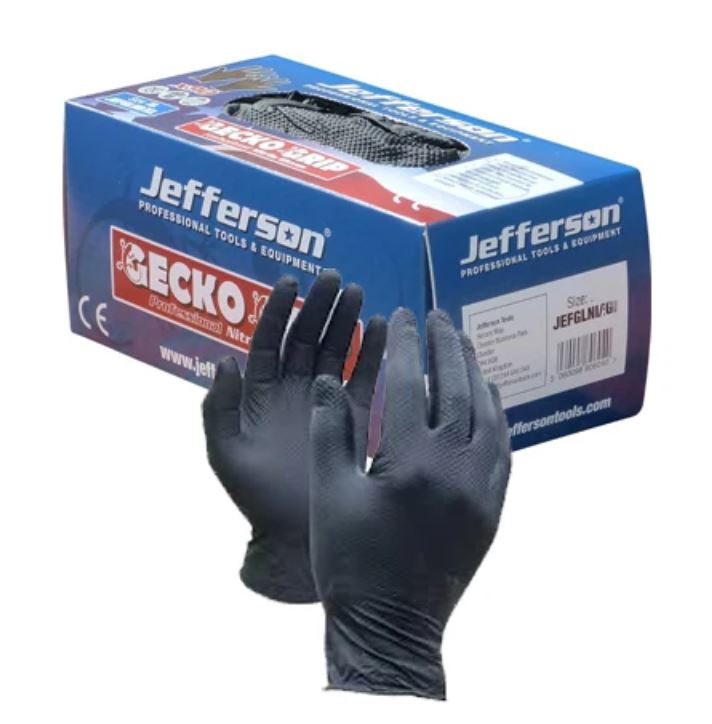 Jefferson Gecko Grip Black Nitrile Gloves (50pk)
