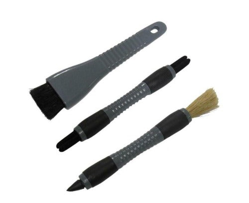 Set of 3 Dash & Crevice Detail Non-Scratch Brushes with Rubber Ended Tool